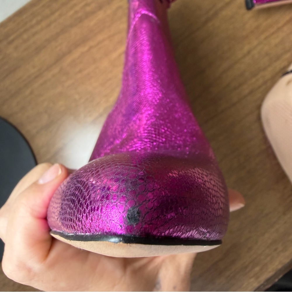 Gianni Bini Pink Metallic Ankle Boots Pointed Toe Stiletto Heels 7.5 - Picture 7 of 12